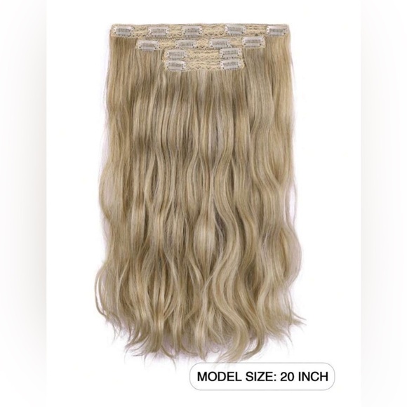 Human hair blend CHAMPAGNE BLONDE 20 In Clip in Hair Extensions - Picture 3 of 11